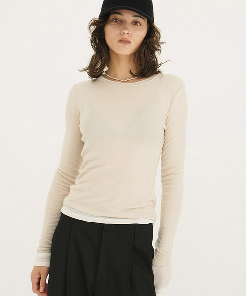 セール】SHEER LAYERED CUT TOPS（Tシャツ/カットソー）｜CLANE