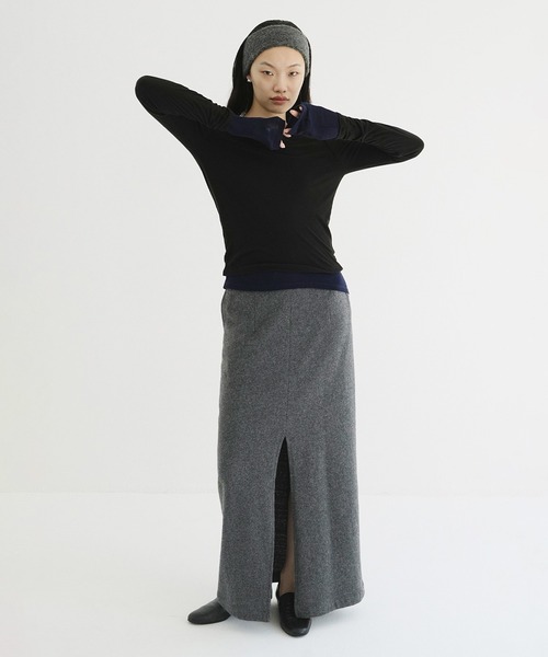 CLANE（クラネ）の「SHEER LAYERED CUT TOPS（Tシャツ/カットソー・レディース・ベージュ/ブラック・1/2）」の17枚目の写真