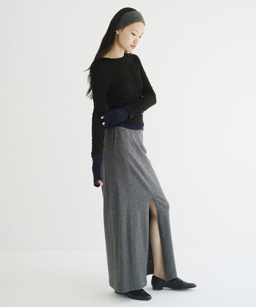 CLANE（クラネ）の「SHEER LAYERED CUT TOPS（Tシャツ/カットソー・レディース・ベージュ/ブラック・1/2）」の16枚目の写真