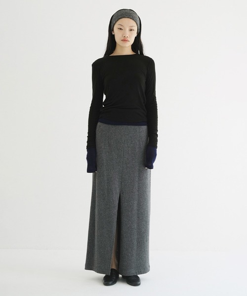 CLANE（クラネ）の「SHEER LAYERED CUT TOPS（Tシャツ/カットソー・レディース・ベージュ/ブラック・1/2）」の15枚目の写真