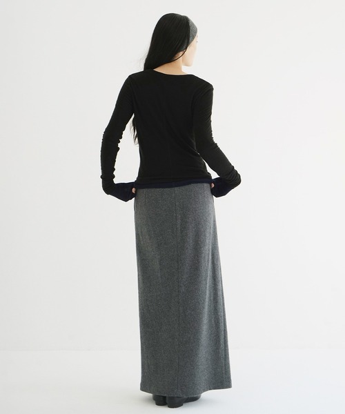 CLANE（クラネ）の「SHEER LAYERED CUT TOPS（Tシャツ/カットソー・レディース・ベージュ/ブラック・1/2）」の14枚目の写真