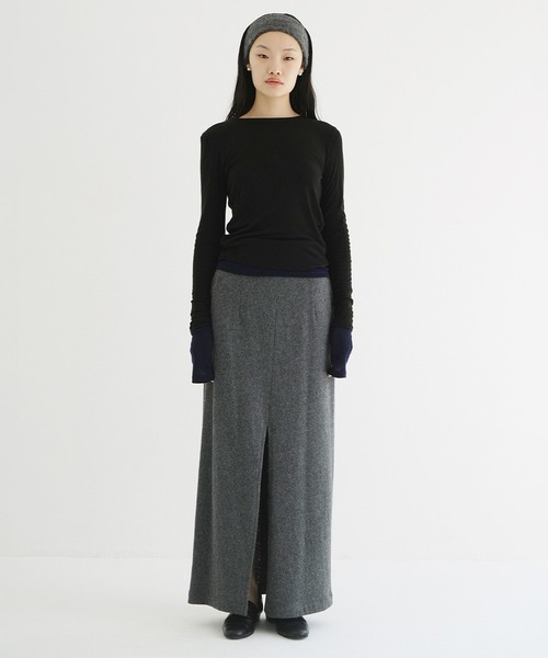 CLANE（クラネ）の「SHEER LAYERED CUT TOPS（Tシャツ/カットソー・レディース・ベージュ/ブラック・1/2）」の13枚目の写真