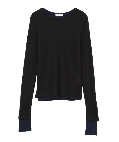 CLANE（クラネ）の「SHEER LAYERED CUT TOPS（Tシャツ/カットソー・レディース・ベージュ/ブラック・1/2）」の12枚目の写真