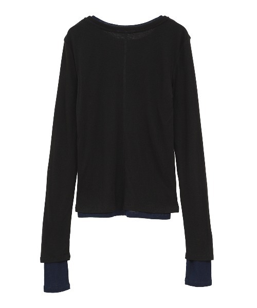CLANE（クラネ）の「SHEER LAYERED CUT TOPS（Tシャツ/カットソー・レディース・ベージュ/ブラック・1/2）」の11枚目の写真