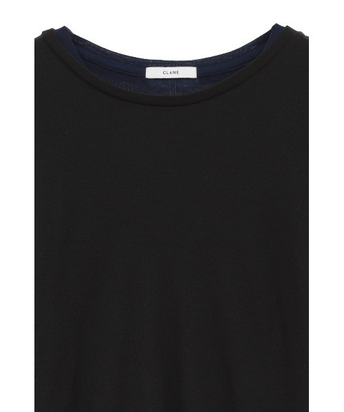 CLANE（クラネ）の「SHEER LAYERED CUT TOPS（Tシャツ/カットソー・レディース・ベージュ/ブラック・1/2）」の10枚目の写真
