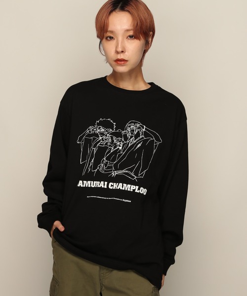 YEN TOWN MARKET(イェンタウンマーケット)の「【SAMURAI CHAMPLOO】サムライチャンプルー シルエット ロングスリーブTEE(Tシャツ/カットソー・メンズ・ブラック/ホワイト・XL/L/M)」の2枚目の写真