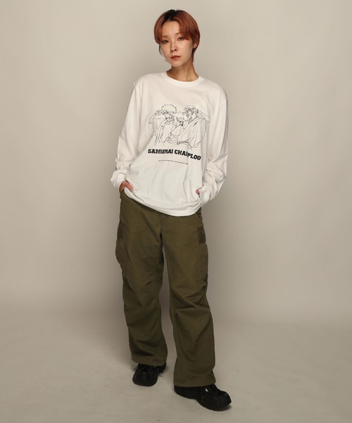 YEN TOWN MARKET(イェンタウンマーケット)の「【SAMURAI CHAMPLOO】サムライチャンプルー シルエット ロングスリーブTEE(Tシャツ/カットソー・メンズ・ブラック/ホワイト・XL/L/M)」の6枚目の写真