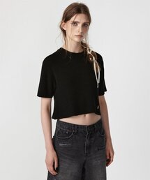 EAN JO（イアンジョー）の「HALF SLEEVE KNIT TOP (BLACK)（ニット/セーター）」