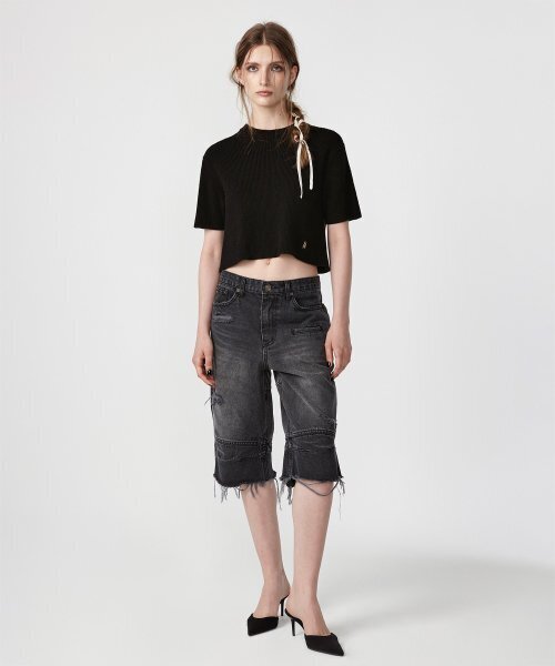 EAN JO(イアンジョー)の「HALF SLEEVE KNIT TOP (BLACK)(ニット/セーター・レディース・その他・ONE SIZE)」の2枚目の写真