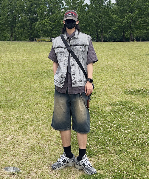 GCLIP（ジクリップ）の「ワンタックバミューダデニムショーツハーフショートパンツ_[ヴィンテージブルー]（その他パンツ・メンズ・ブルー・36/34/32/28/30）」の5枚目の写真