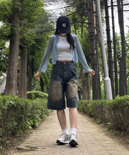 GCLIP（ジクリップ）の「ワンタックバミューダデニムショーツハーフショートパンツ_[ヴィンテージブルー]（その他パンツ・メンズ・ブルー・36/34/32/28/30）」の7枚目の写真