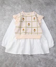 la poche biscuit（ラポシェビスキュイ）の「花刺繍 ベスト風ドッキングチュニック（チュニック）」