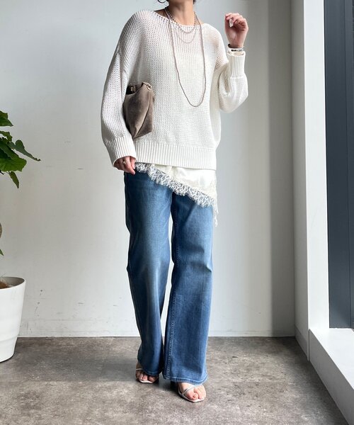 DouDou（ドゥドゥ）の「ストレッチフレアデニム（デニムパンツ・レディース・インディゴブルー/ブルー・36/38）」の9枚目の写真