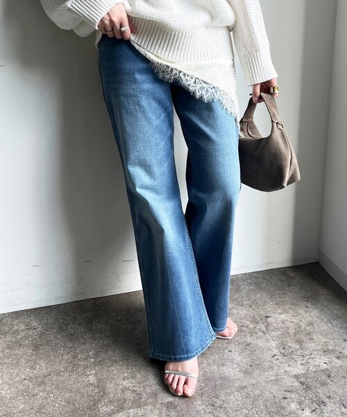 DouDou（ドゥドゥ）の「ストレッチフレアデニム（デニムパンツ・レディース・インディゴブルー/ブルー・36/38）」の15枚目の写真