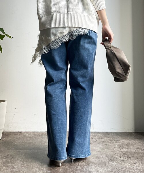 DouDou（ドゥドゥ）の「ストレッチフレアデニム（デニムパンツ・レディース・インディゴブルー/ブルー・36/38）」の12枚目の写真