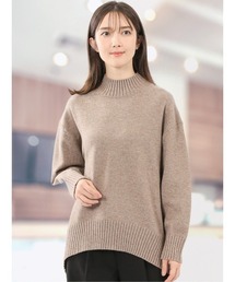 【ストレッチ ウォッシャブル】m.f.エディトリアルレディース バックスリット ハイネックニットプルオーバー
