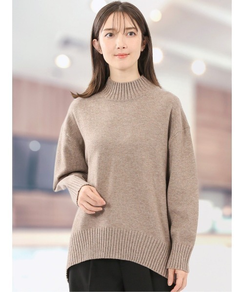 m.f.editorial(エムエフエディトリアル)の「【ストレッチ ウォッシャブル】m.f.エディトリアルレディース バックスリット ハイネックニットプルオーバー(ニット/セーター・レディース・ブラウン/グレー系その他2・MEDIUM/LARGE)」の2枚目の写真