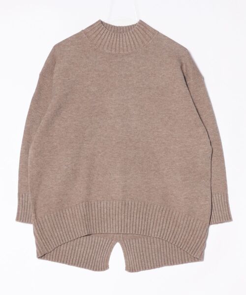 m.f.editorial(エムエフエディトリアル)の「【ストレッチ ウォッシャブル】m.f.エディトリアルレディース バックスリット ハイネックニットプルオーバー(ニット/セーター・レディース・ブラウン/グレー系その他2・MEDIUM/LARGE)」の4枚目の写真
