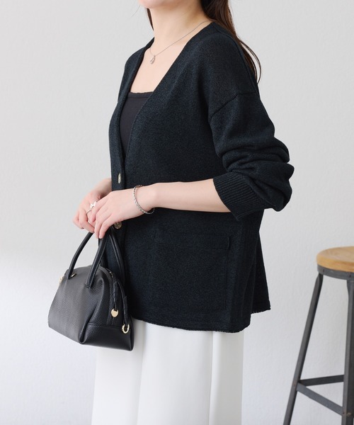 COLLAGE GALLARDAGALANTE（コラージュガリャルダガランテ）の「2ツ釦カーディガン/WEB限定カラー展開（カーディガン/ボレロ・レディース・ピンク/ネイビー/ベージュ/ブラック・FREE）」の7枚目の写真