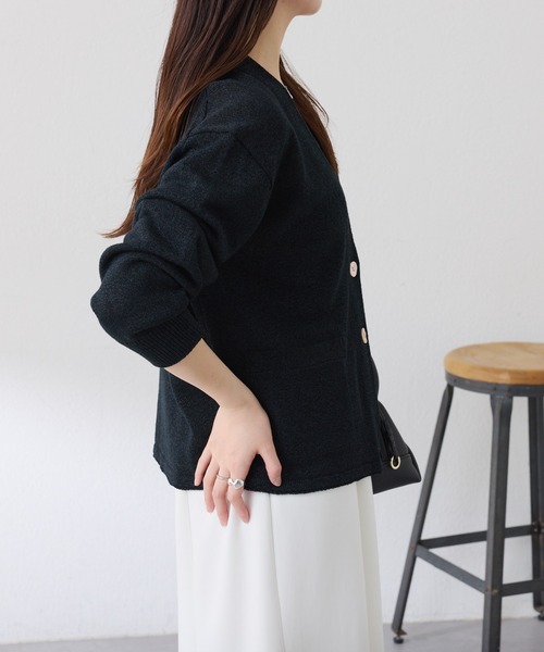 COLLAGE GALLARDAGALANTE（コラージュガリャルダガランテ）の「2ツ釦カーディガン/WEB限定カラー展開（カーディガン/ボレロ・レディース・ピンク/ネイビー/ベージュ/ブラック・FREE）」の9枚目の写真