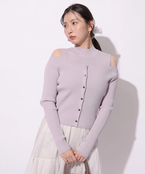 Mystrada（マイストラーダ）の「オフショルアンサンブル（ニット/セーター・レディース・ブラック/ホワイト/ライトパープル/ブルーグレー・38）」の4枚目の写真