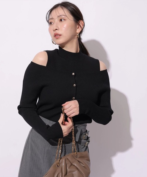 Mystrada（マイストラーダ）の「オフショルアンサンブル（ニット/セーター・レディース・ブラック/ホワイト/ライトパープル/ブルーグレー・38）」の8枚目の写真