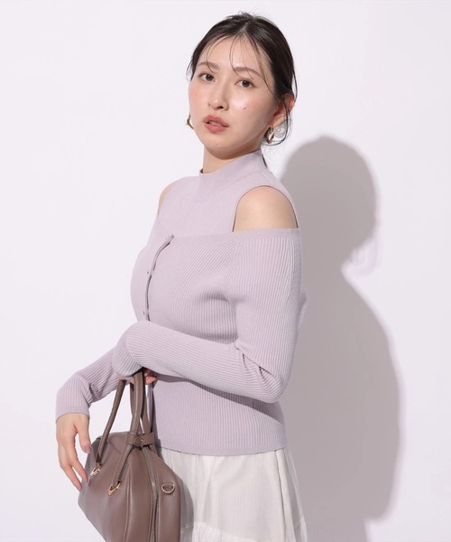 Mystrada（マイストラーダ）の「オフショルアンサンブル（ニット/セーター・レディース・ブラック/ホワイト/ライトパープル/ブルーグレー・38）」の11枚目の写真