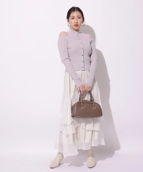 Mystrada（マイストラーダ）の「オフショルアンサンブル（ニット/セーター・レディース・ブラック/ホワイト/ライトパープル/ブルーグレー・38）」の12枚目の写真