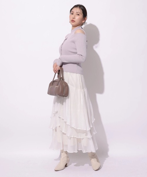 Mystrada（マイストラーダ）の「オフショルアンサンブル（ニット/セーター・レディース・ブラック/ホワイト/ライトパープル/ブルーグレー・38）」の14枚目の写真