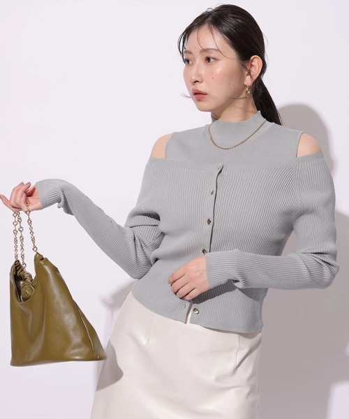 Mystrada（マイストラーダ）の「オフショルアンサンブル（ニット/セーター・レディース・ブラック/ホワイト/ライトパープル/ブルーグレー・38）」の15枚目の写真