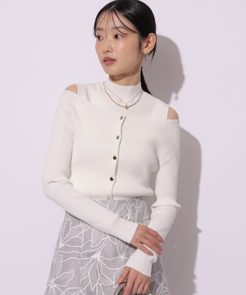 Mystrada（マイストラーダ）の「オフショルアンサンブル（ニット/セーター・レディース・ブラック/ホワイト/ライトパープル/ブルーグレー・38）」の17枚目の写真