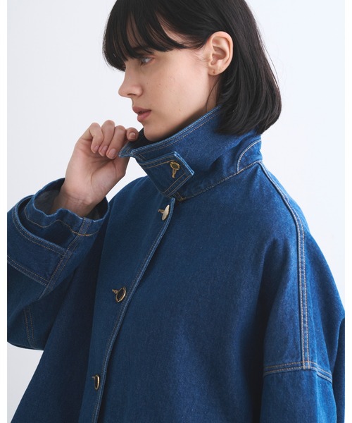 Traditional Weatherwear(トラディショナルウェザーウェア)の「MALTON B/T SHORT DENIM(ステンカラーコート・レディース・ブルー系その他・34/32/30)」の2枚目の写真