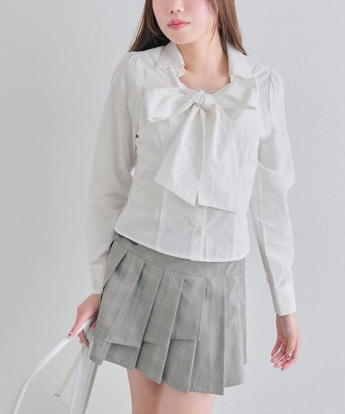 OLIVE des OLIVE（オリーブデオリーブ）の「ネクタイ付きボウタイブラウス（シャツ/ブラウス・レディース・ストライプ/オフホワイト/サックスブルー・FREE）」の13枚目の写真