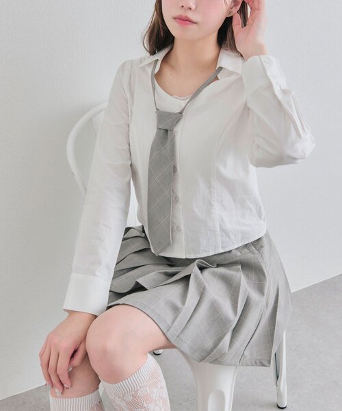 OLIVE des OLIVE（オリーブデオリーブ）の「ネクタイ付きボウタイブラウス（シャツ/ブラウス・レディース・ストライプ/オフホワイト/サックスブルー・FREE）」の15枚目の写真