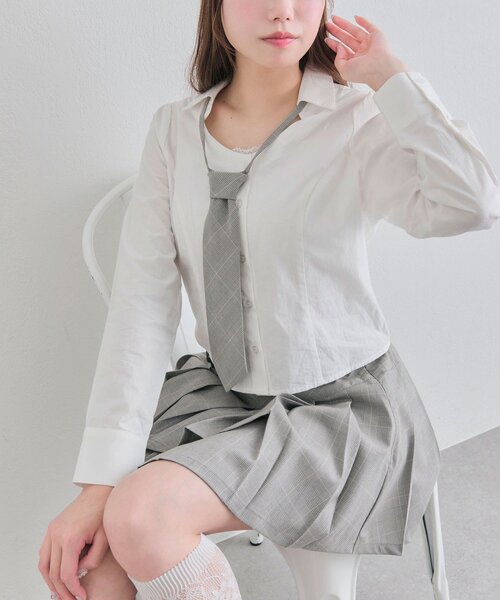 OLIVE des OLIVE（オリーブデオリーブ）の「ネクタイ付きボウタイブラウス（シャツ/ブラウス・レディース・ストライプ/オフホワイト/サックスブルー・FREE）」の16枚目の写真