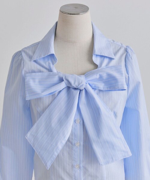 OLIVE des OLIVE（オリーブデオリーブ）の「ネクタイ付きボウタイブラウス（シャツ/ブラウス・レディース・ストライプ/オフホワイト/サックスブルー・FREE）」の20枚目の写真