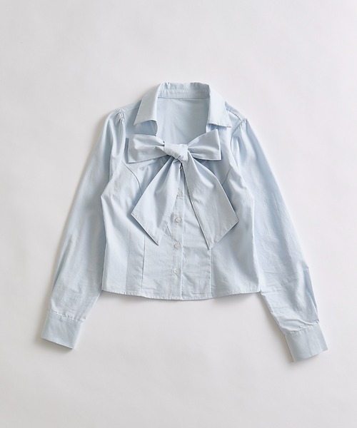 OLIVE des OLIVE（オリーブデオリーブ）の「ネクタイ付きボウタイブラウス（シャツ/ブラウス・レディース・ストライプ/オフホワイト/サックスブルー・FREE）」の10枚目の写真