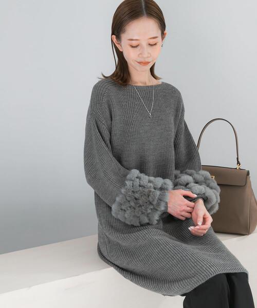 セール】『WEB限定』ファードッキングニットミニワンピース