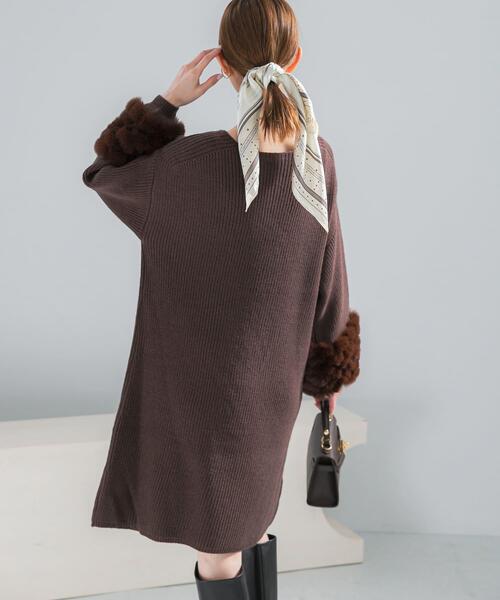 セール】『WEB限定』ファードッキングニットミニワンピース