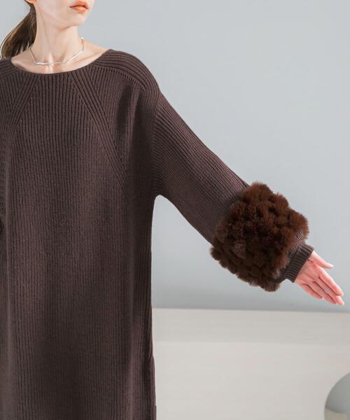 セール】『WEB限定』ファードッキングニットミニワンピース