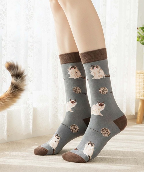 styiro(スタイロ)の「気分で選べる、猫好きさんの猫柄アソート靴下 5柄展開(ソックス/靴下・レディース・A/E/D/C/B・FREE)」の6枚目の写真