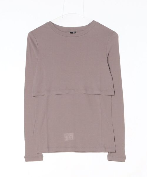 Sov.(ソブ)の「レイヤードシアートップス(Tシャツ/カットソー・レディース・グレイッシュベージュ/オフホワイト/ブラック・38/36)」の7枚目の写真