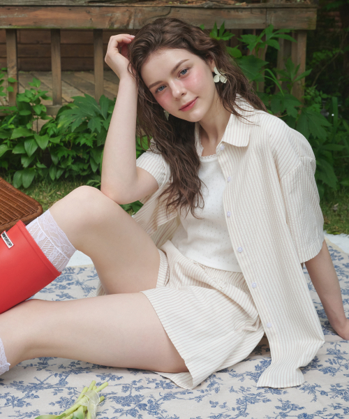 LOSSYROW(ロッシロー)の「Seersucker Stripe Shorts Pink(その他パンツ・レディース・その他・FREE)」の2枚目の写真