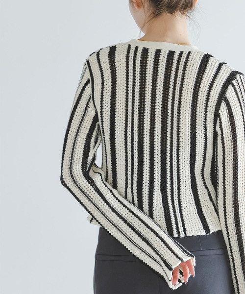 Noble(ノーブル)の「パターンニットストライプカーディガン(カーディガン/ボレロ・レディース・その他3・FREE)」の7枚目の写真