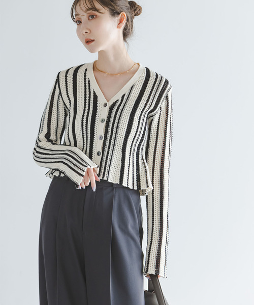 Noble(ノーブル)の「パターンニットストライプカーディガン(カーディガン/ボレロ・レディース・その他3・FREE)」の10枚目の写真