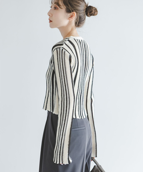 Noble(ノーブル)の「パターンニットストライプカーディガン(カーディガン/ボレロ・レディース・その他3・FREE)」の11枚目の写真