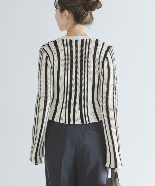 Noble(ノーブル)の「パターンニットストライプカーディガン(カーディガン/ボレロ・レディース・その他3・FREE)」の12枚目の写真