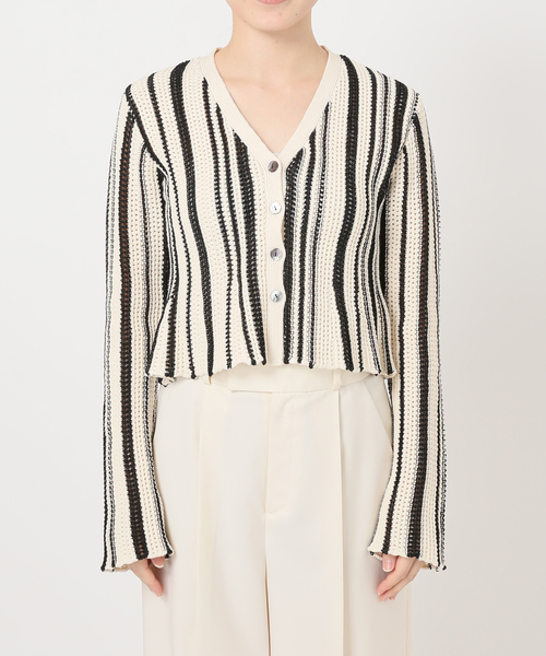 Noble(ノーブル)の「パターンニットストライプカーディガン(カーディガン/ボレロ・レディース・その他3・FREE)」の2枚目の写真