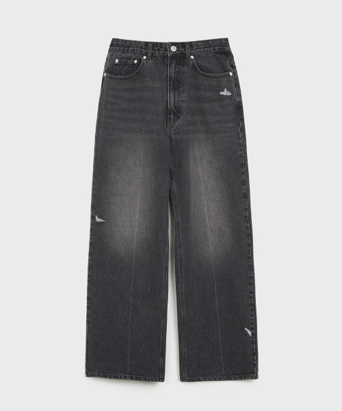 KIIMUIR（キミュア）の「ラインウォッシュドルーズフィットデニムパンツ_ブラック（デニムパンツ・レディース・その他・LARGE/MEDIUM）」の2枚目の写真