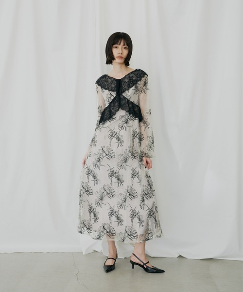 セール】クロスレースフラワードレス / cross lace flower dress